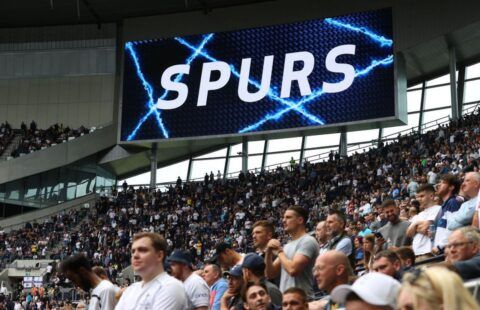 General view of fans inside the Tottenham Hotspur stadium