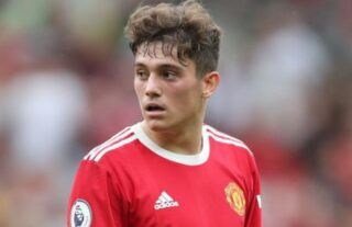 Daniel James in action for Manchester United