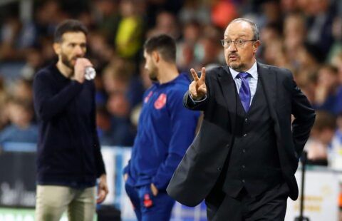 Everton manager Rafael Benitez on the touchline