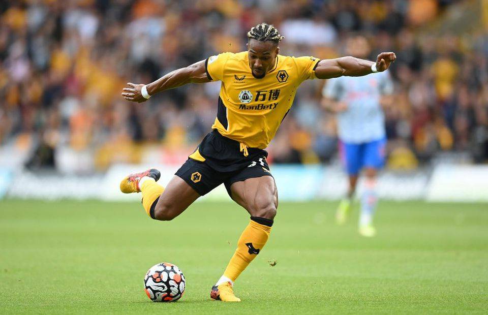 Adama Traore in action for Wolves against Manchester United