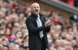 Burnley manager Sean Dyche looking animated