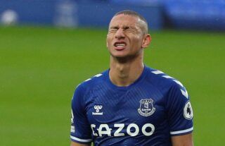 Everton forward Richarlison looking frustrated
