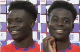 England fans sang 'happy birthday' to Bukayo Saka during his interview