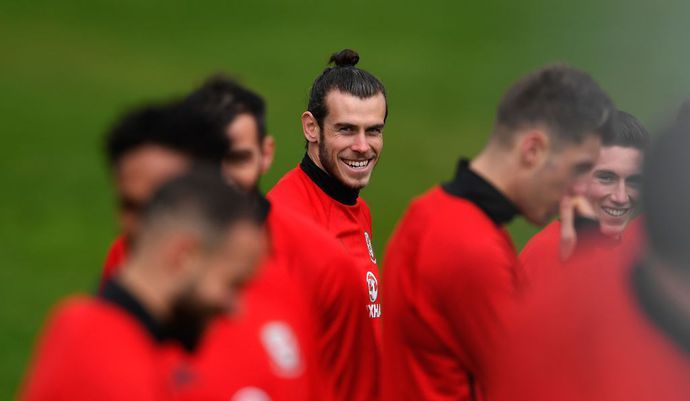 Gareth Bale training with Wales
