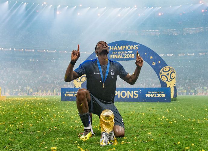 Paul Pogba celebrates after France beat Croatia in the 2018 World Cup final held in Russia