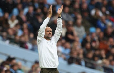 Man City manager Pep Guardiola on the touchline