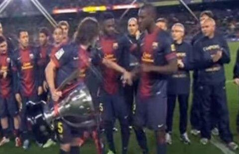 Alex Song thought Carles Puyol was inviting him to lift the trophy