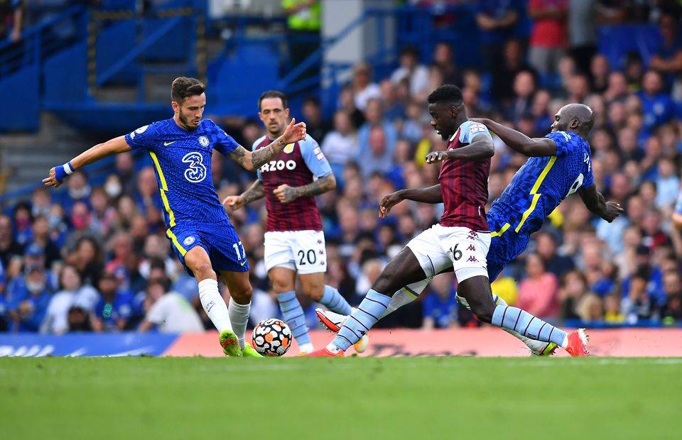 Chelsea midfielder Saul Niguez in action against Aston Villa