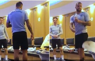 Kyle Walker was not impressed when Man City players pranked him about his FIFA 22 card