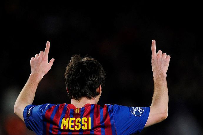  Lionel Messi in action for Barcelona vs Leverkusen in 2012