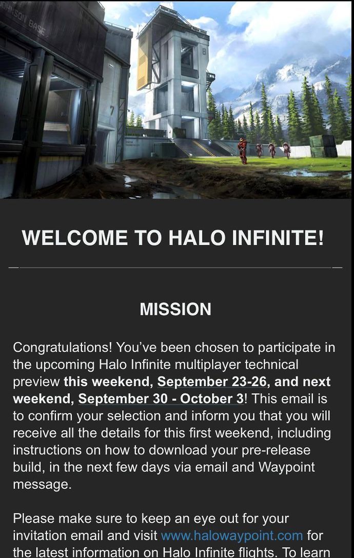 Halo Infinite open beta invite. (Credit: u/ZiggyBlunt [Reddit])