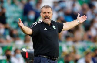 Celtic manager Ange Postecoglou looking frustrated