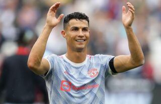 Cristiano Ronaldo celebrates Manchester United's victory over West Ham