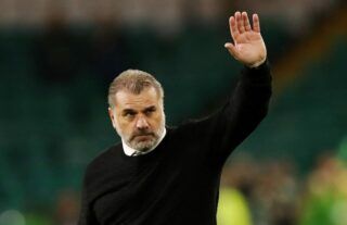 Celtic manager Ange Postecoglou waves to the club's supporters