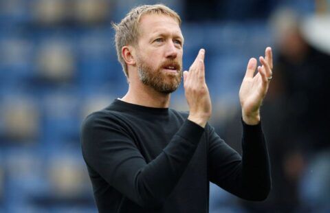 Brighton manager Graham Potter claps the fans
