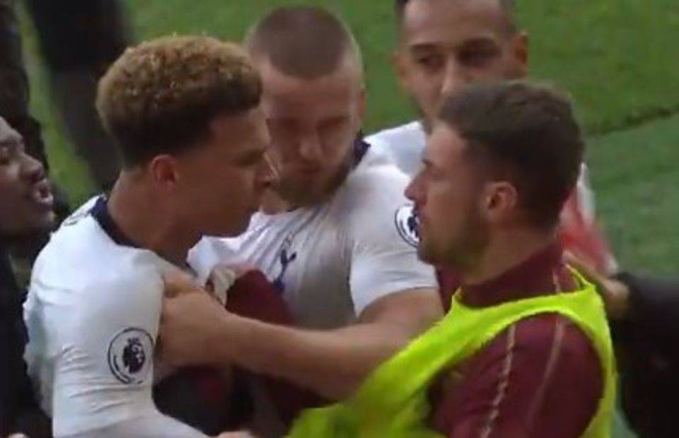 Aaron Ramsey clashes with Eric Dier and Dele Alli in Arsenal vs Spurs