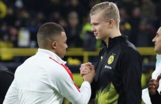 Kylian Mbappe and Erling Haaland in PSG vs Dortmund