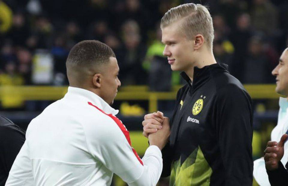 Kylian Mbappe and Erling Haaland in PSG vs Dortmund