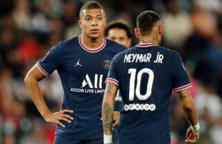 Kylian Mbappe and Neymar in action for PSG