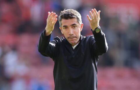 Wolves boss Bruno Lage acknowledging the fans after their recent win