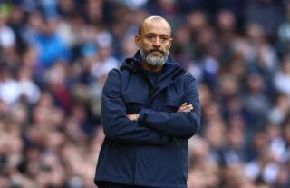 Tottenham manager Nuno Espirito Santo looking frustrated
