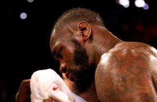 Deontay Wilder looks dejected after losing his fight against Tyson Fury