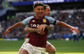 Ollie Watkins celebrates scoring for Aston Villa