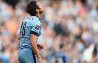 Frank Lampard after scoring for Manchester City against Chelsea