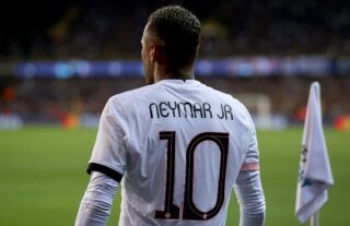Neymar playing for PSG in the Champions League