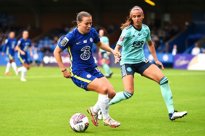 Ashleigh Plumptre was resolute in defence for Leicester against Chelsea