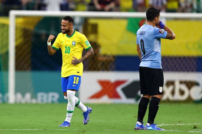 Neymar celebrates vs Uruguay