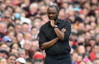 Crystal Palace manager Patrick Vieira looking focused