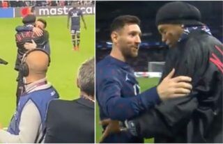 Lionel Messi & Ronaldinho reunited before PSG v Leipzig