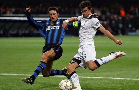 Gareth Bale in action for Spurs vs Inter in 2010
