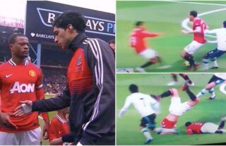 Patrice Evra was desperate to take out Luis Suarez...