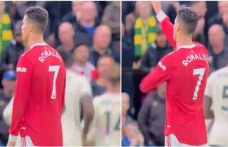 Cristiano Ronaldo wasn't happy after one of Salah's goals in Man Utd 0-5 Liverpool