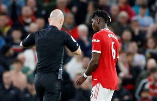 Paul Pogba was sent off in the defeat to Liverpool