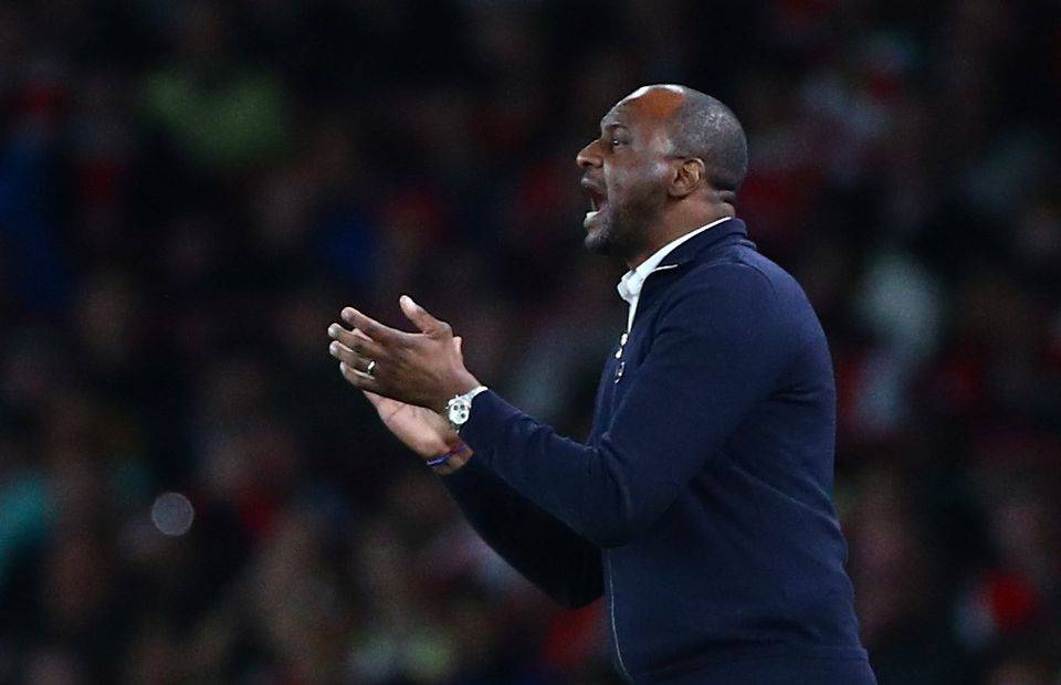 Crystal Palace manager Patrick Vieira offering encouragement