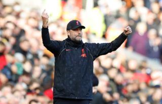 Liverpool manager Jurgen Klopp giving instructions on the touchline