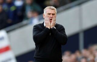 Aston Villa manager Dean Smith looking dismayed