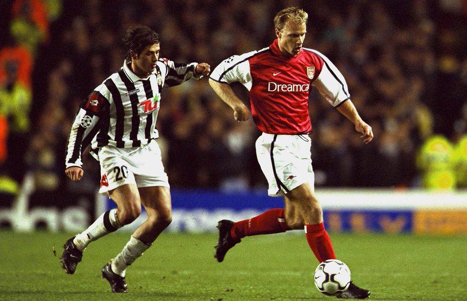 Dennis Bergkamp in action for Arsenal vs Juventus in 2001