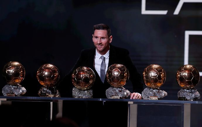 Messi with his six Ballon d'Ors
