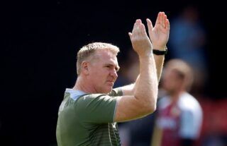 Former Aston Villa manager Dean Smith claps the club's fans