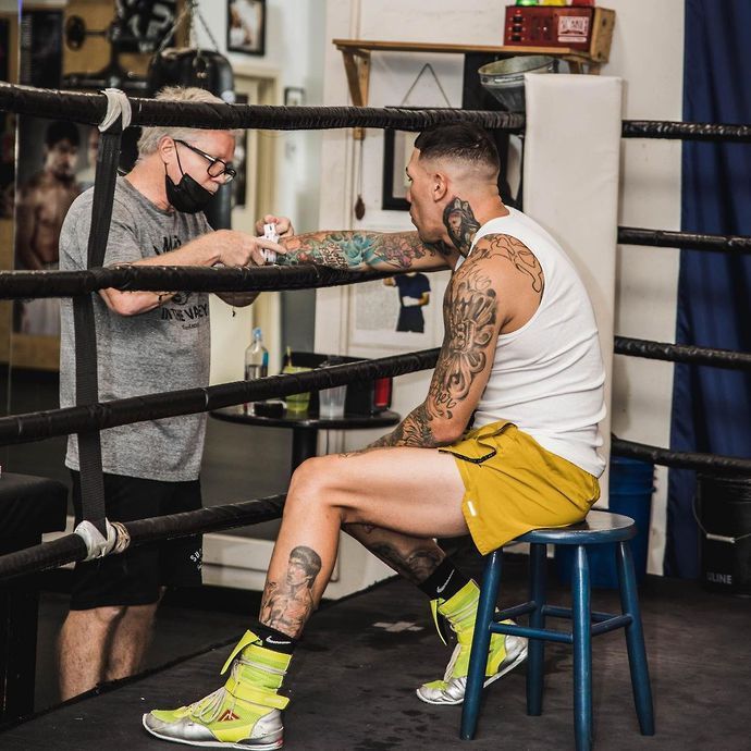 Gabriel Rosado, right, pictured with Freddie Roach