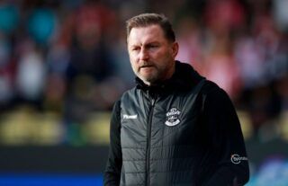Southampton manager Ralph Hasenhuttl looking frustrated