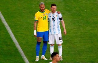 Neymar & Lionel Messi - two greats of international football