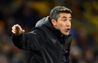Wolves manager Bruno Lage on the touchline