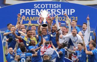 Rangers celebrating their title win
