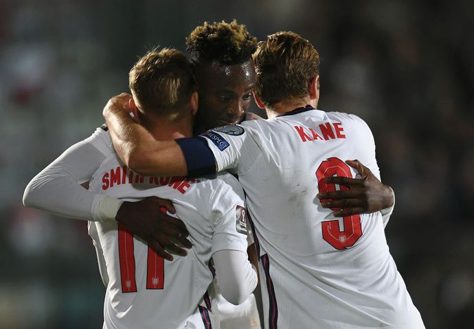 England's players celebrate vs San Marino
