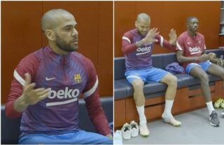 Dani Alves gave an emotional speech on his first day back at Barcelona
